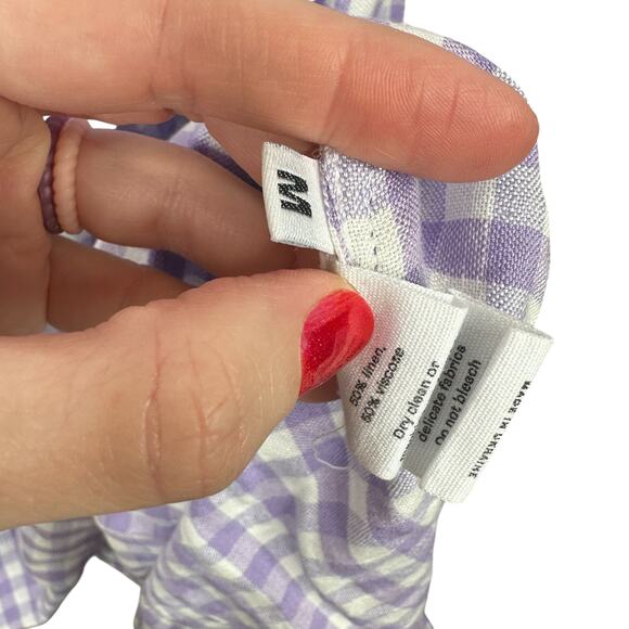 Sleeper Atlanta Lavender Vichy Purple Linen Gingham Check Midi Dress Medium - Picture 11 of 11